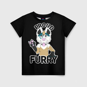 Детская футболка 3D с принтом Furry wolf в Петрозаводске, 100% гипоаллергенный полиэфир | прямой крой, круглый вырез горловины, длина до линии бедер, чуть спущенное плечо, ткань немного тянется | furry | антропоморфное животное | волк | животные | зверь | фурри | человек