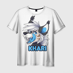 Мужская футболка 3D с принтом Furry wolf Khari в Петрозаводске, 100% полиэфир | прямой крой, круглый вырез горловины, длина до линии бедер | Тематика изображения на принте: furry | khari | антропоморфное животное | волк | животные | зверь | фурри | человек