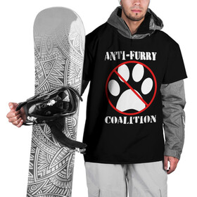 Накидка на куртку 3D с принтом Anti-Furry coalition в Петрозаводске, 100% полиэстер |  | anti furry | coalition | furry | антифурри | антропоморфные животные | запрет | зверь | знак | коалиция | фурри | человек животные