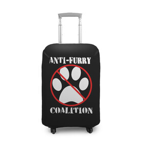 Чехол для чемодана 3D с принтом Anti-Furry coalition в Петрозаводске, 86% полиэфир, 14% спандекс | двустороннее нанесение принта, прорези для ручек и колес | anti furry | coalition | furry | антифурри | антропоморфные животные | запрет | зверь | знак | коалиция | фурри | человек животные