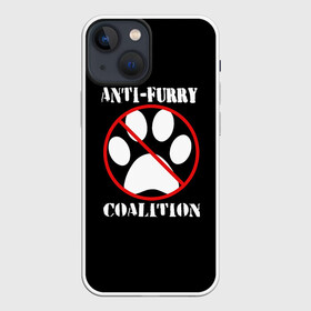 Чехол для iPhone 13 mini с принтом Anti Furry coalition в Петрозаводске,  |  | anti furry | coalition | furry | антифурри | антропоморфные животные | запрет | зверь | знак | коалиция | фурри | человек животные