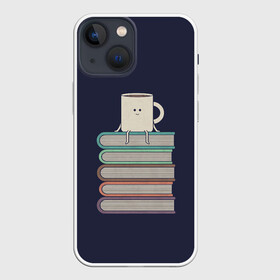 Чехол для iPhone 13 mini с принтом Book Cup в Петрозаводске,  |  | Тематика изображения на принте: book | chill | coffee | cup | knowledge | mountain | relax | study | tee | гора | знания | книга | книги | книжный | кофе | кружка | релакс | чай | чил