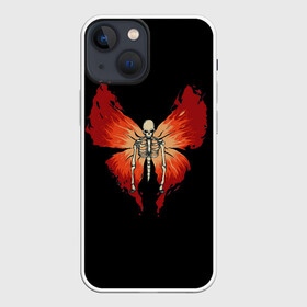 Чехол для iPhone 13 mini с принтом Butterfly Skeleton в Петрозаводске,  |  | bones | butterfly | chitin | fire | flame | orange | red | ribs | ridge | skeleton | skull | wings | бабочка | кости | красный | крылья | огонь | оранжевый | пламя | ребра | скелет | хитин | хребет | череп