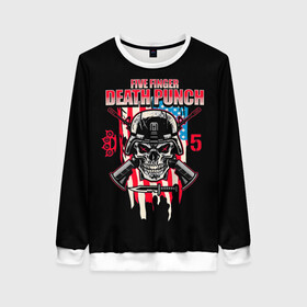 Женский свитшот 3D с принтом 5FDP | Five Finger Death Punch в Петрозаводске, 100% полиэстер с мягким внутренним слоем | круглый вырез горловины, мягкая резинка на манжетах и поясе, свободная посадка по фигуре | 5fdp | america | death | ffdp | finger | five | hard | metal | music | punch | rock | skull | states | united | usa | америка | метал | музыка | рок | сша | хард | череп
