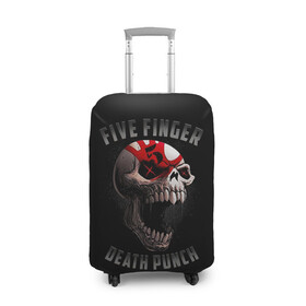 Чехол для чемодана 3D с принтом Five Finger Death Punch | 5FDP в Петрозаводске, 86% полиэфир, 14% спандекс | двустороннее нанесение принта, прорези для ручек и колес | 5fdp | america | death | ffdp | finger | five | hard | metal | music | punch | rock | skull | states | united | usa | америка | метал | музыка | рок | сша | хард | череп