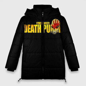 Женская зимняя куртка Oversize с принтом FFDP | Five Finger Death Punch в Петрозаводске, верх — 100% полиэстер; подкладка — 100% полиэстер; утеплитель — 100% полиэстер | длина ниже бедра, силуэт Оверсайз. Есть воротник-стойка, отстегивающийся капюшон и ветрозащитная планка. 

Боковые карманы с листочкой на кнопках и внутренний карман на молнии | Тематика изображения на принте: 5fdp | america | death | ffdp | finger | five | hard | metal | music | punch | rock | skull | states | united | usa | америка | метал | музыка | рок | сша | хард | череп