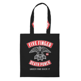 Шоппер 3D с принтом Five Finger Death Punch (5FDP) в Петрозаводске, 100% полиэстер | Плотность: 200 г/м2; Размер: 34×35 см; Высота лямок: 30 см | 5fdp | america | death | ffdp | finger | five | hard | metal | music | punch | rock | skull | states | united | usa | америка | метал | музыка | рок | сша | хард | череп