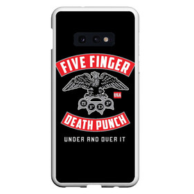 Чехол для Samsung S10E с принтом Five Finger Death Punch (5FDP) в Петрозаводске, Силикон | Область печати: задняя сторона чехла, без боковых панелей | Тематика изображения на принте: 5fdp | america | death | ffdp | finger | five | hard | metal | music | punch | rock | skull | states | united | usa | америка | метал | музыка | рок | сша | хард | череп