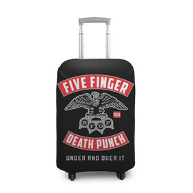Чехол для чемодана 3D с принтом Five Finger Death Punch (5FDP) в Петрозаводске, 86% полиэфир, 14% спандекс | двустороннее нанесение принта, прорези для ручек и колес | 5fdp | america | death | ffdp | finger | five | hard | metal | music | punch | rock | skull | states | united | usa | америка | метал | музыка | рок | сша | хард | череп