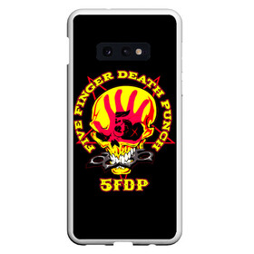 Чехол для Samsung S10E с принтом Five Finger Death Punch (FFDP) в Петрозаводске, Силикон | Область печати: задняя сторона чехла, без боковых панелей | Тематика изображения на принте: 5fdp | america | death | ffdp | finger | five | hard | metal | music | punch | rock | skull | states | united | usa | америка | метал | музыка | рок | сша | хард | череп