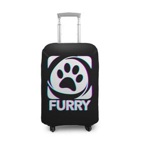 Чехол для чемодана 3D с принтом Furry в Петрозаводске, 86% полиэфир, 14% спандекс | двустороннее нанесение принта, прорези для ручек и колес | furry | антропоморфные животные | лапа | логотип | люди животные | отпечаток | след | фурри | фурри фэндом | эмблема