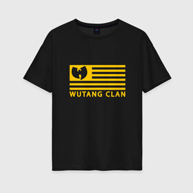 Женская футболка хлопок Oversize с принтом Wu-Tang Flag в Петрозаводске, 100% хлопок | свободный крой, круглый ворот, спущенный рукав, длина до линии бедер
 | black | gza | hip hop | method man | music | new york | odb | old school | rap | rza | usa | wu tang | wu tang clan | аудио | винил | ву тэнг | граффити | диджей | кассета | микрофон | музыка | нью йорк | пластинка | рэп | рэпер | сша