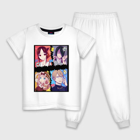 Детская пижама хлопок с принтом Госпожа Кагуя (Kaguya Sama) в Петрозаводске, 100% хлопок |  брюки и футболка прямого кроя, без карманов, на брюках мягкая резинка на поясе и по низу штанин
 | Тематика изображения на принте: ahegao | anime | chika | fujiwara | girl | girls | is | kaguya | love | sama | senpai | waifu | war | аниме | ахегао | в | вайфу | войне | госпожа | девушка | кагуя | как | любви | манга | на | семпай | сенпай | тян | тяночка | чика