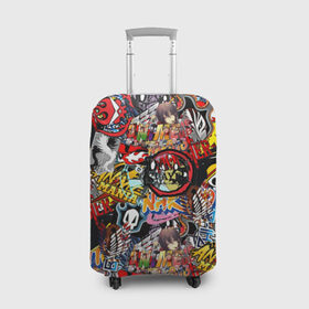 Чехол для чемодана 3D с принтом Логотипы Аниме Мультиков в Петрозаводске, 86% полиэфир, 14% спандекс | двустороннее нанесение принта, прорези для ручек и колес | anime | logo | аниме | манго | япония