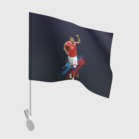 Флаг для автомобиля с принтом Артем Дзюба в Петрозаводске, 100% полиэстер | Размер: 30*21 см | артем дзюба | дзюба | зенит | игра | капитан | мяч | нападающий | россия | сборная | футбол | футболист