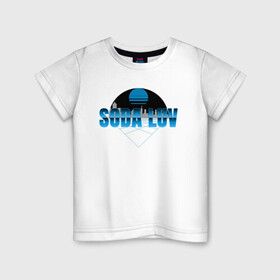 Детская футболка хлопок с принтом SODA LUV в Петрозаводске, 100% хлопок | круглый вырез горловины, полуприлегающий силуэт, длина до линии бедер | luv | mayot | melon | music | og buda | seemee | soda | sodaluv | бигасс | коми | лав | лого | логотип | лув | мелон | сода