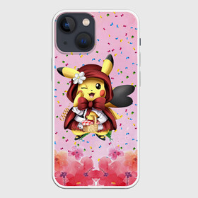 Чехол для iPhone 13 mini с принтом Пикачу красная шапочка в Петрозаводске,  |  | anime | picachu | pikachu | аниме | милый | пика | пикачу | покебол | покемон