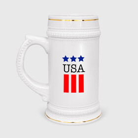 Кружка пивная с принтом США в Петрозаводске,  керамика (Материал выдерживает высокую температуру, стоит избегать резкого перепада температур) |  объем 630 мл | америка | американский флаг | красный | синий | сша