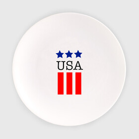 Тарелка с принтом США в Петрозаводске, фарфор | диаметр - 210 мм
диаметр для нанесения принта - 120 мм | америка | американский флаг | красный | синий | сша