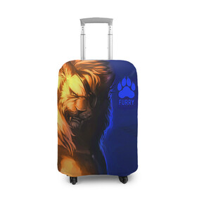 Чехол для чемодана 3D с принтом Furry lion в Петрозаводске, 86% полиэфир, 14% спандекс | двустороннее нанесение принта, прорези для ручек и колес | furry | lion | антропоморфные животные | лев | люди животные | разбойник | фурри | фурри фэндом