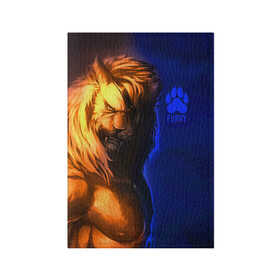 Обложка для паспорта матовая кожа с принтом Furry lion в Петрозаводске, натуральная матовая кожа | размер 19,3 х 13,7 см; прозрачные пластиковые крепления | furry | lion | антропоморфные животные | лев | люди животные | разбойник | фурри | фурри фэндом