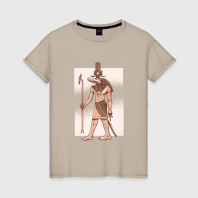 Женская футболка хлопок с принтом Египетский Бог Крокодил Собек в Петрозаводске, 100% хлопок | прямой крой, круглый вырез горловины, длина до линии бедер, слегка спущенное плечо | ancient god | ankh | crocodile | demiurg | egypt | elder god | nile | osiris | ra | sobek | анх | бог воды | бог нила | божество | демиург | древний египет | египетские боги | египетские иероглифы | египтянин | крокодилополь