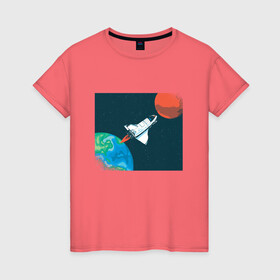 Женская футболка хлопок с принтом Маск SpaceX миссия на марс в Петрозаводске, 100% хлопок | прямой крой, круглый вырез горловины, длина до линии бедер, слегка спущенное плечо | earth | elon musk | mars | nasa | red planet | roscosmos | space | space shuttle | star | stars | астронавт | илон маск | класная планета | космический пейзаж | космонавт | летит на марс | наса | планета земля | роскосмос | спейс экс | спейс