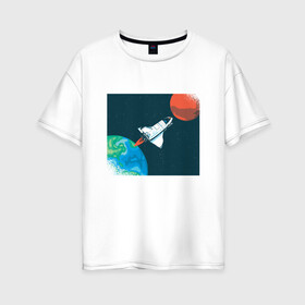 Женская футболка хлопок Oversize с принтом Маск SpaceX миссия на марс в Петрозаводске, 100% хлопок | свободный крой, круглый ворот, спущенный рукав, длина до линии бедер
 | earth | elon musk | mars | nasa | red planet | roscosmos | space | space shuttle | star | stars | астронавт | илон маск | класная планета | космический пейзаж | космонавт | летит на марс | наса | планета земля | роскосмос | спейс экс | спейс