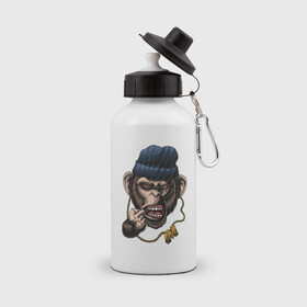 Бутылка спортивная с принтом Monkey Boy в Петрозаводске, металл | емкость — 500 мл, в комплекте две пластиковые крышки и карабин для крепления | gangsta | monkey | wild | блатной | крутой | обезьяна