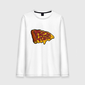 Мужской лонгслив хлопок с принтом Горячий кусочек в Петрозаводске, 100% хлопок |  | Тематика изображения на принте: dodo | pizza | вкусная еда | кусочек | пицца
