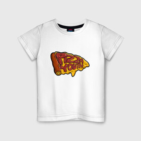 Детская футболка хлопок с принтом Горячий кусочек в Петрозаводске, 100% хлопок | круглый вырез горловины, полуприлегающий силуэт, длина до линии бедер | dodo | pizza | вкусная еда | кусочек | пицца