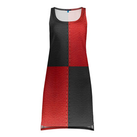 Платье-майка 3D с принтом Черно-красная Кожа в Петрозаводске, 100% полиэстер | полуприлегающий силуэт, широкие бретели, круглый вырез горловины, удлиненный подол сзади. | Тематика изображения на принте: patchwork | skin | stripes | кожа | полосы