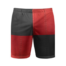 Мужские шорты спортивные с принтом Черно-красная Кожа в Петрозаводске,  |  | patchwork | skin | stripes | кожа | полосы