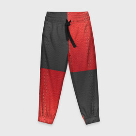 Детские брюки 3D с принтом Черно-красная Кожа в Петрозаводске, 100% полиэстер | манжеты по низу, эластичный пояс регулируется шнурком, по бокам два кармана без застежек, внутренняя часть кармана из мелкой сетки | patchwork | skin | stripes | кожа | полосы