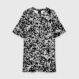 Детское платье 3D с принтом Пиксельная Текстура в Петрозаводске, 100% полиэстер | прямой силуэт, чуть расширенный к низу. Круглая горловина, на рукавах — воланы | Тематика изображения на принте: blackandwhite | pattern | pixels | пиксели | черно белый