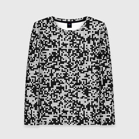 Женский лонгслив 3D с принтом Пиксельная Текстура в Петрозаводске, 100% полиэстер | длинные рукава, круглый вырез горловины, полуприлегающий силуэт | blackandwhite | pattern | pixels | пиксели | черно белый