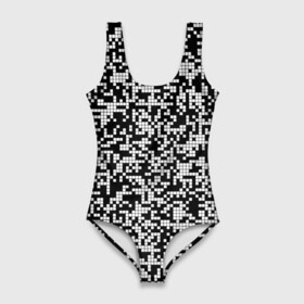 Купальник-боди 3D с принтом Пиксельная Текстура в Петрозаводске, 82% полиэстер, 18% эластан | Круглая горловина, круглый вырез на спине | blackandwhite | pattern | pixels | пиксели | черно белый