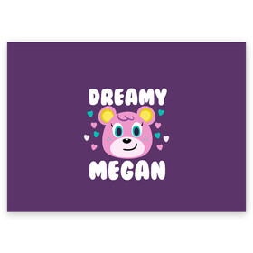 Поздравительная открытка с принтом Dreamy Megan в Петрозаводске, 100% бумага | плотность бумаги 280 г/м2, матовая, на обратной стороне линовка и место для марки
 | animal crossing | game | games | анимал | играб игры | изабель | кросинг | кроссинг | мистер ресетти | том нук | энимал