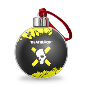 Ёлочный шар с принтом Deathloop - Paint в Петрозаводске, Пластик | Диаметр: 77 мм | death | deathloop | game | games | loop | paint | брызги | дэслуп | дэт | дэтлуп | знак | игра | игры | краска | лого | луп | мертвая | пелтя | символ