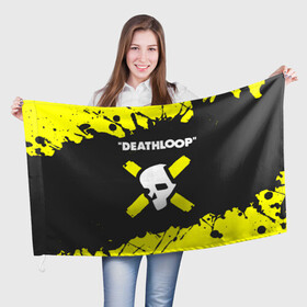 Флаг 3D с принтом Deathloop - Paint в Петрозаводске, 100% полиэстер | плотность ткани — 95 г/м2, размер — 67 х 109 см. Принт наносится с одной стороны | death | deathloop | game | games | loop | paint | брызги | дэслуп | дэт | дэтлуп | знак | игра | игры | краска | лого | луп | мертвая | пелтя | символ