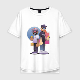 Мужская футболка хлопок Oversize с принтом Тони и Феррис в Петрозаводске, 100% хлопок | свободный крой, круглый ворот, “спинка” длиннее передней части | gangster | music | people | крутой | мультфильм