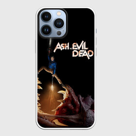 Чехол для iPhone 13 Pro Max с принтом Эш против демона в Петрозаводске,  |  | army of darkness | ash versus evil dead | ash williams | blood | book | boomstick | chainsaw | demon | groovy | gun | monster | necronomicon | zombie | армия тьмы | бензопила | бум палка | демон | зло | зомби | книга | кровь | монстр | некрономикон | ружь