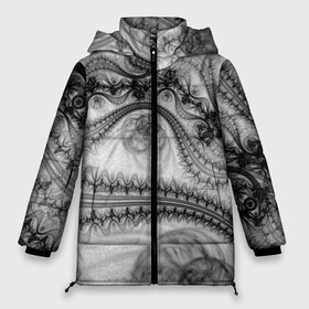 Женская зимняя куртка Oversize с принтом Spilled ink Texture в Петрозаводске, верх — 100% полиэстер; подкладка — 100% полиэстер; утеплитель — 100% полиэстер | длина ниже бедра, силуэт Оверсайз. Есть воротник-стойка, отстегивающийся капюшон и ветрозащитная планка. 

Боковые карманы с листочкой на кнопках и внутренний карман на молнии | abstraction | black | chaos | gray | ink | madness | pattern | tentacles | texture | vortex | waves | white | абстракция | безумие | белое | вихрь | волны | серый | текстура | узор | хаос | чернила | черное | щупальца