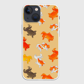 Чехол для iPhone 13 mini с принтом Рыбки в Петрозаводске,  |  | Тематика изображения на принте: fish | золотые | морские | морские рыбы | подводный мир | рыба | рыбки | рыбы