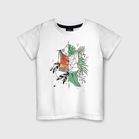 Детская футболка хлопок с принтом Geometry Fox в Петрозаводске, 100% хлопок | круглый вырез горловины, полуприлегающий силуэт, длина до линии бедер | fox | geometry | геометрия | лиса | природа