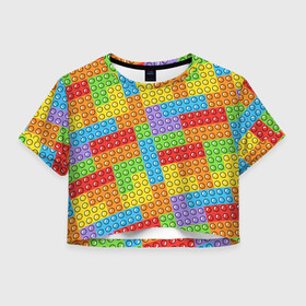 Женская футболка Crop-top 3D с принтом POP IT / SIMPLE DIMPLE в Петрозаводске, 100% полиэстер | круглая горловина, длина футболки до линии талии, рукава с отворотами | dimple | pop | pop it | simple | squish | димпл | поп | поп ит | симпл | сквиш