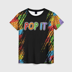 Женская футболка 3D с принтом POP IT SIMPLE DIMPLE в Петрозаводске, 100% полиэфир ( синтетическое хлопкоподобное полотно) | прямой крой, круглый вырез горловины, длина до линии бедер | dimple | pop | pop it | simple | squish | димпл | поп | поп ит | симпл | сквиш