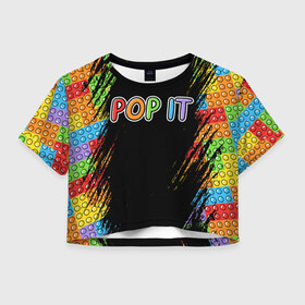 Женская футболка Crop-top 3D с принтом POP IT SIMPLE DIMPLE в Петрозаводске, 100% полиэстер | круглая горловина, длина футболки до линии талии, рукава с отворотами | dimple | pop | pop it | simple | squish | димпл | поп | поп ит | симпл | сквиш