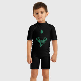 Детский купальный костюм 3D с принтом Зеленый ураган в Петрозаводске, Полиэстер 85%, Спандекс 15% | застежка на молнии на спине | буря | вихрь | зеленый цвет | погода | природа | стихия природы | ураган | шторм | экология