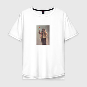 Мужская футболка хлопок Oversize с принтом HARRY STYLES в Петрозаводске, 100% хлопок | свободный крой, круглый ворот, “спинка” длиннее передней части | harry | one direction | rose